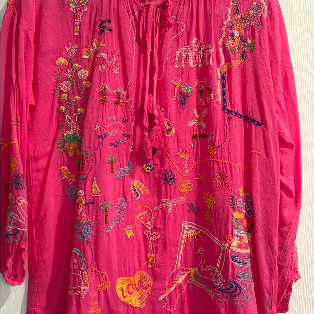 Johnny Was Zadonia Pink Blouse with Long Sleeves - Like new